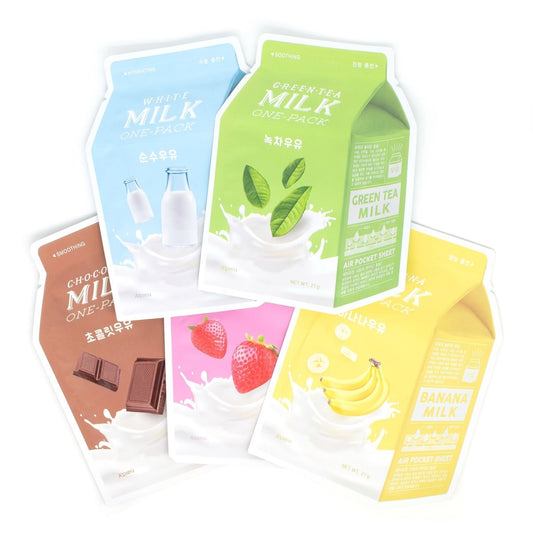 APIEU Wholesale Milk Masks  Mixed 3 Styles (Banana , Cooffee, Green Tea)   x150 pcs